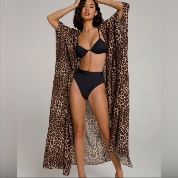 New with tag Good American Goddess Leopard Robe Kimono Shawl Cover Up - Picture 2 of 10
